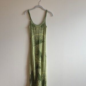 House of Sunny Olive Green Patterned Midi Dress